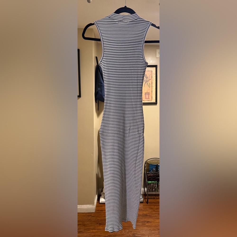 The Hanger Black and White Striped Midi Dress